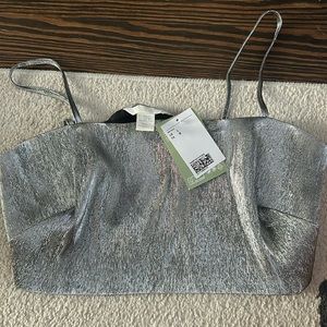 BRAND NEW LARGE WOMENS H&M SILVER CROP TOP